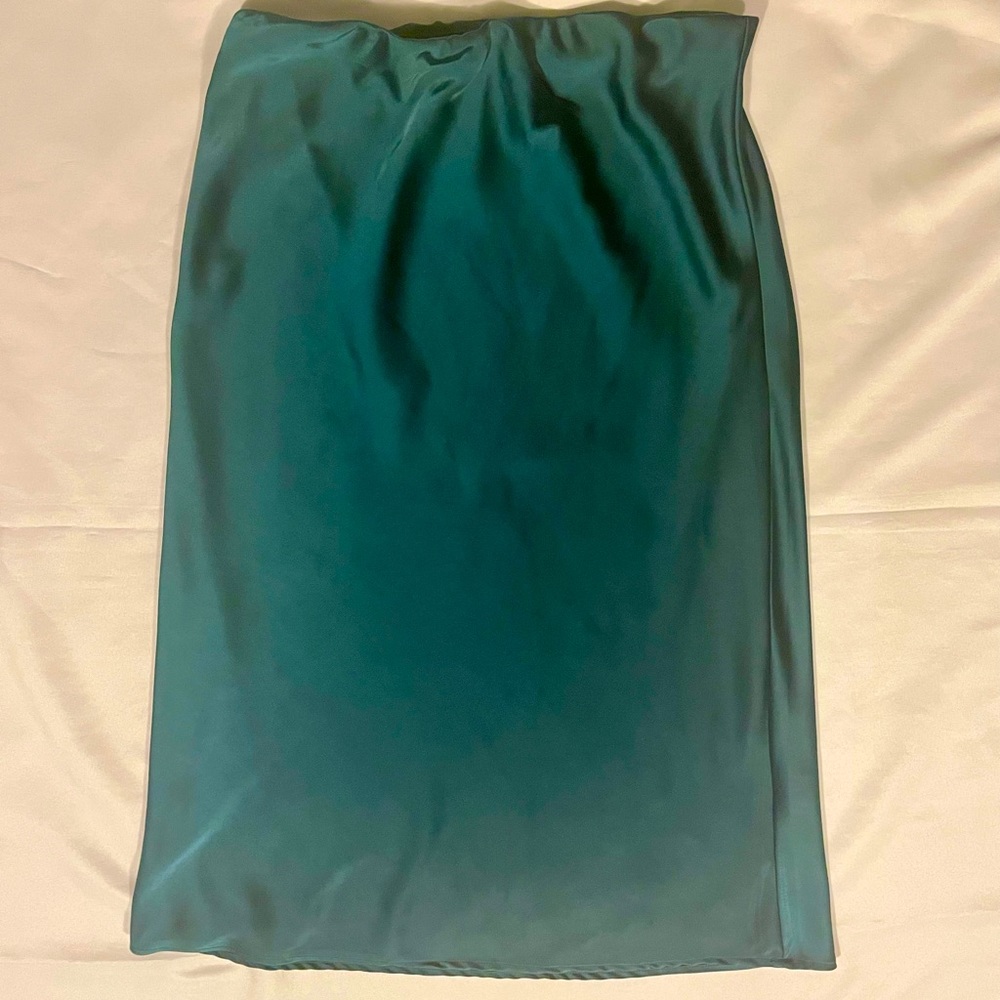 Nasty Gal Emerald Green Satin Midi Skirt